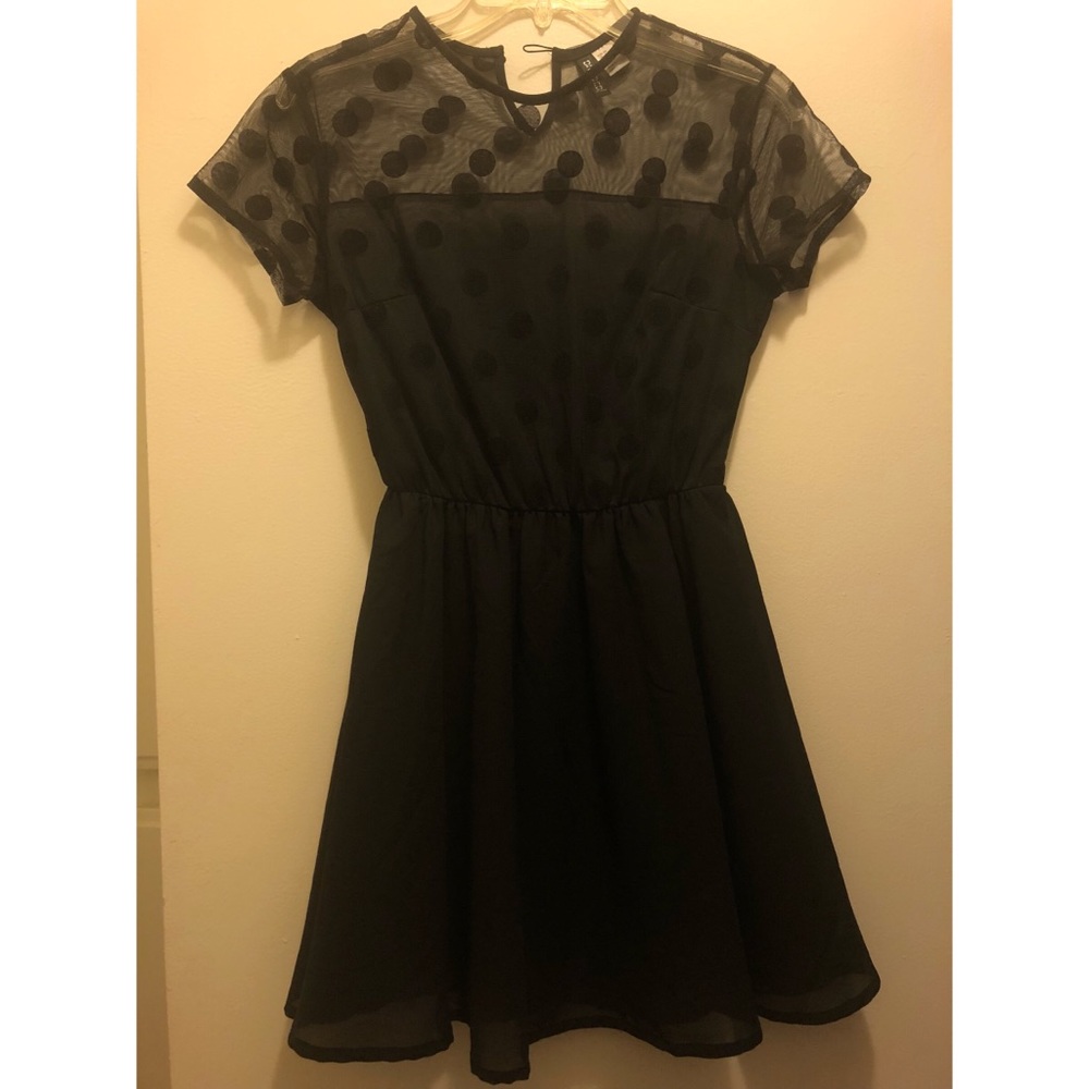 H&M Black Polka Dot Mesh Mini Dress
